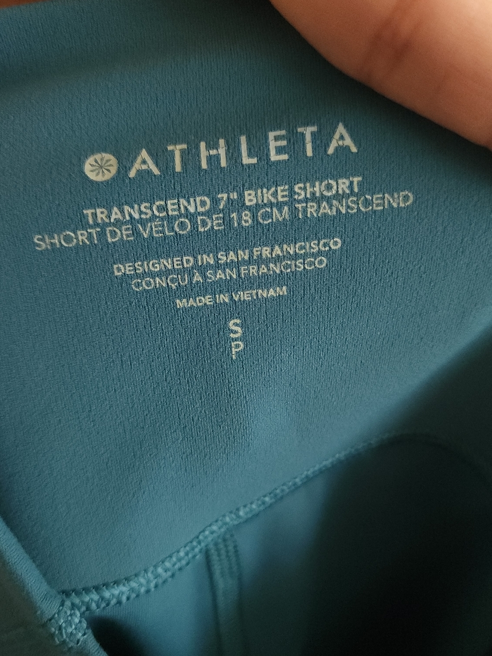 Athleta Transcend 7" Bike Short Teal Blue Size S Small - Picture 4 of 5